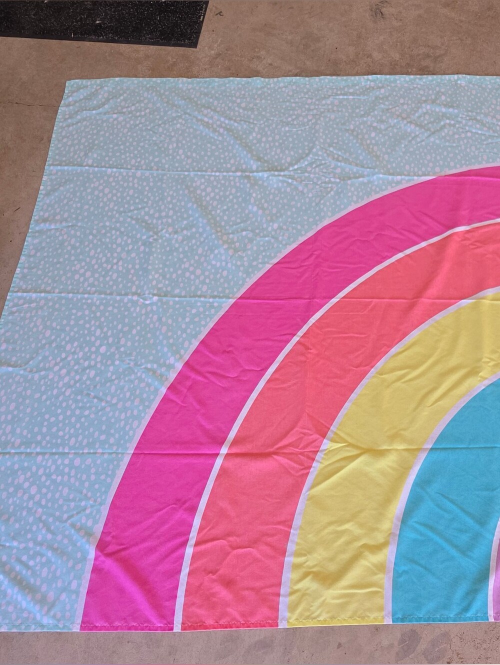 Pillowfort Rainbow Shower Curtain Pastel Pink Aqua Yellow Kids Bathroom Decor